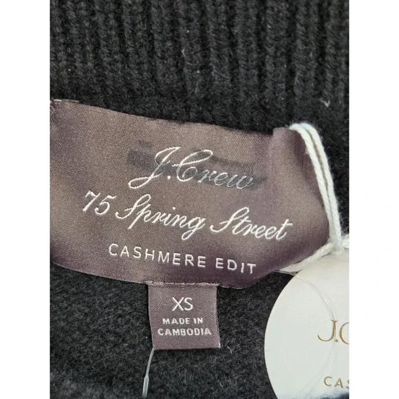 J. Crew Spring Street Cashmere Luxe-weight Crewneck Sweater Womens XS Black NWT
